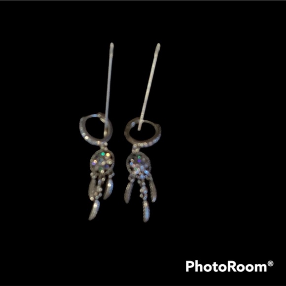 Dreamcather silver and Turquoise Charms with huggies - Picture 3 of 3